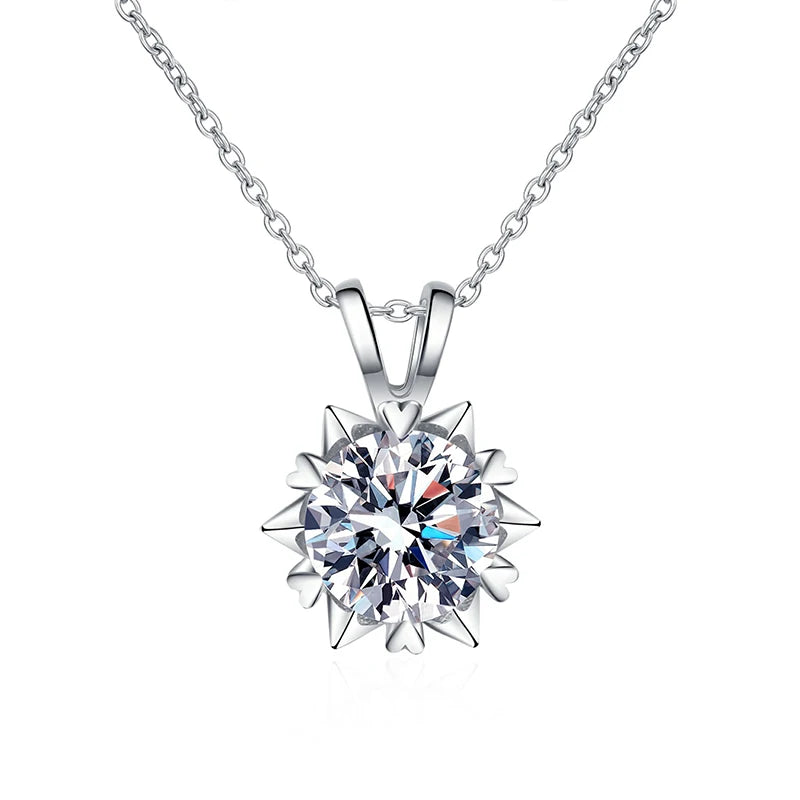 100% Sterling Silver Hexagram Pendant Necklace 1-3 Ct Lab Moissanite Necklace 6 Heart Prong Diamond Necklace for Women Girls