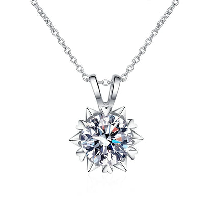 100% Sterling Silver Hexagram Pendant Necklace 1-3 Ct Lab Moissanite Necklace 6 Heart Prong Diamond Necklace for Women Girls