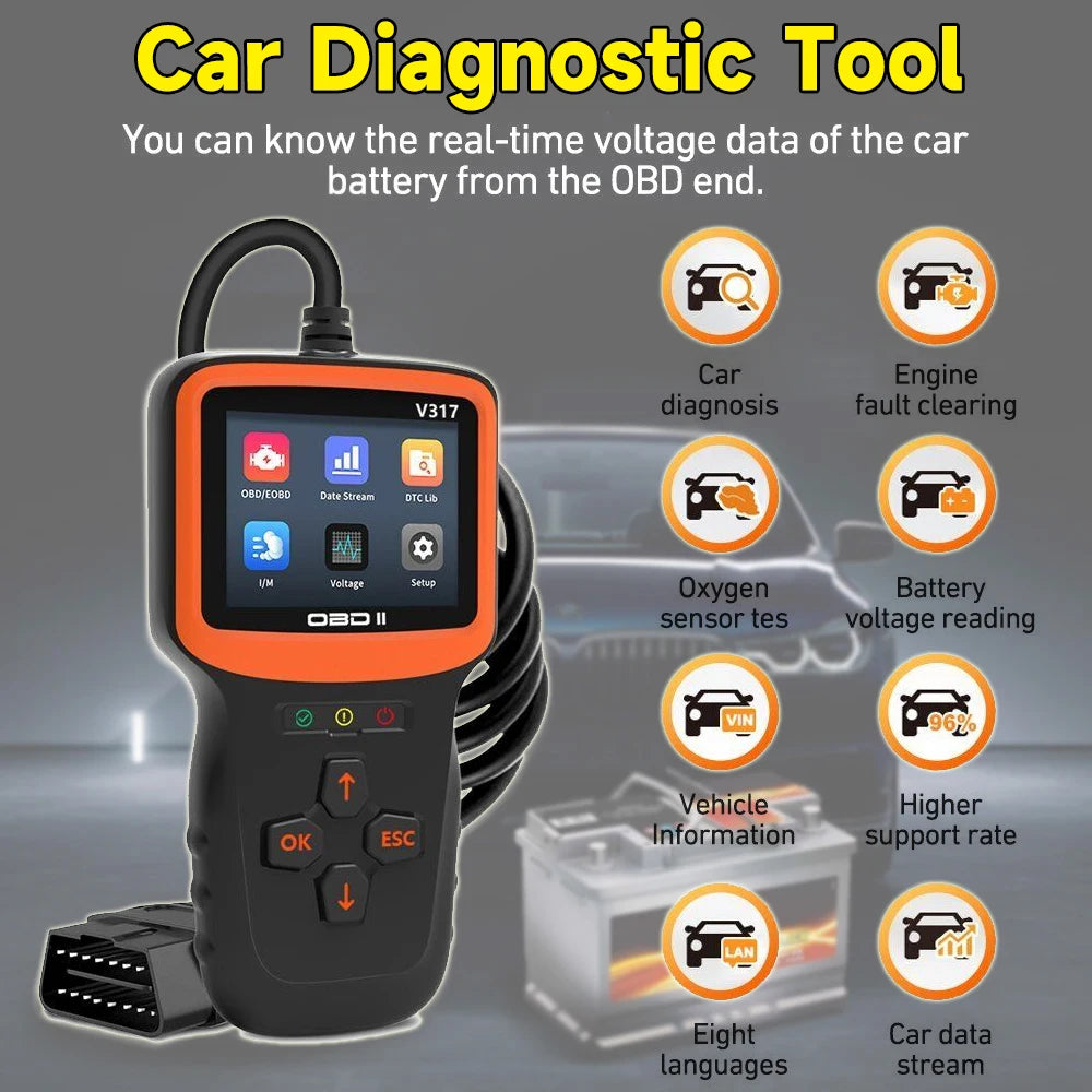 V317 Colour Screen OBD2 Diagnostic Tool Car Scanner Machine Automotive Code Reader Check Engine Fault