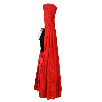 Little Red Riding Hood Costume Halloween Dress Adult Women Festival Party Fancy Suit Fairy Tale Cosplay Fantasia with Cloak