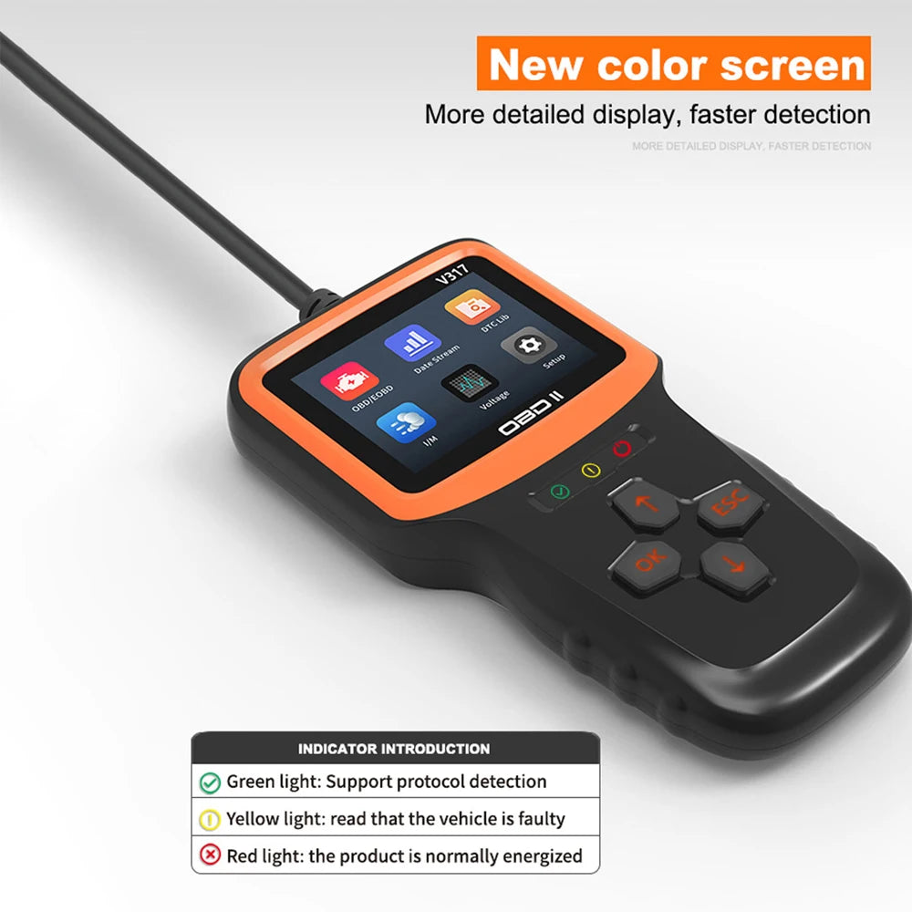 V317 Colour Screen OBD2 Diagnostic Tool Car Scanner Machine Automotive Code Reader Check Engine Fault