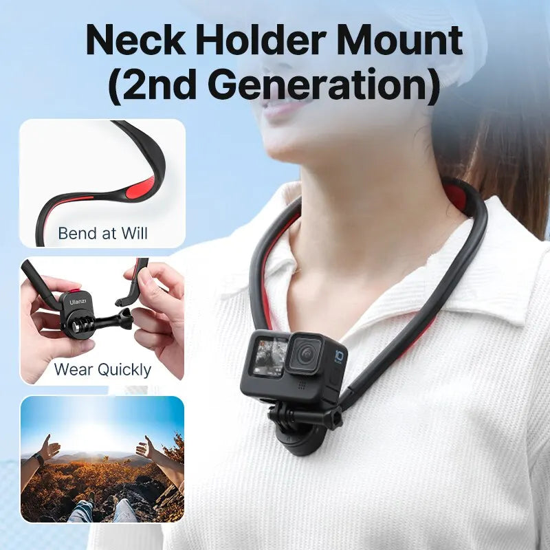 Ulanzi Go-Quick II Magnetic Silicone Neck Holder Mount for  Hero 12 11 10 9 8 7 Insta360 DJI Osmo Action Camera Accessorie